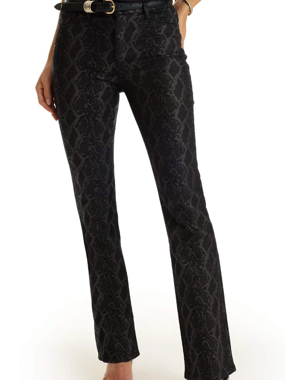 Noli Black Snake-Print Bootcut Pants
